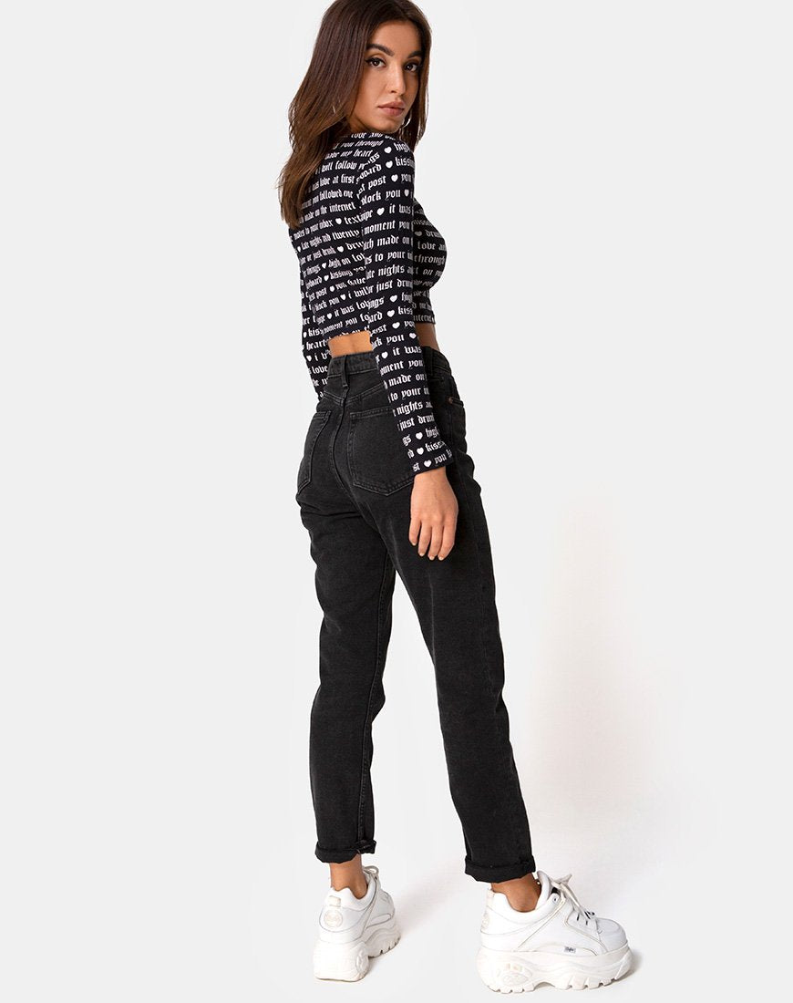 Afbeelding van Bonnie Crop Top in Zwart Love At First Swipe