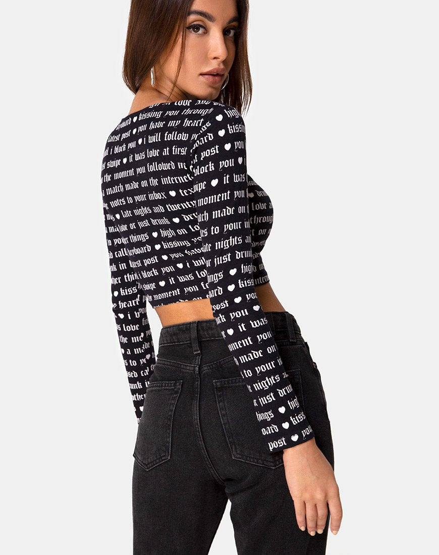 Afbeelding van Bonnie Crop Top in Zwart Love At First Swipe