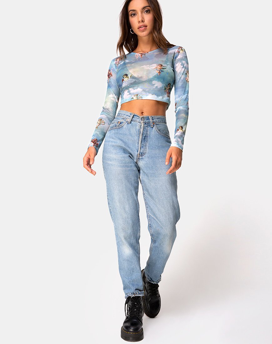Afbeelding van Bonnie Crop Top in Angel Sky Blue Mesh
