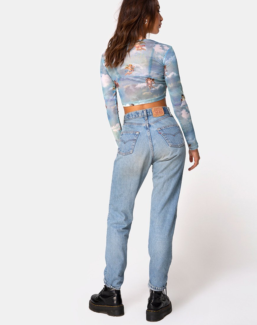Afbeelding van Bonnie Crop Top in Angel Sky Blue Mesh