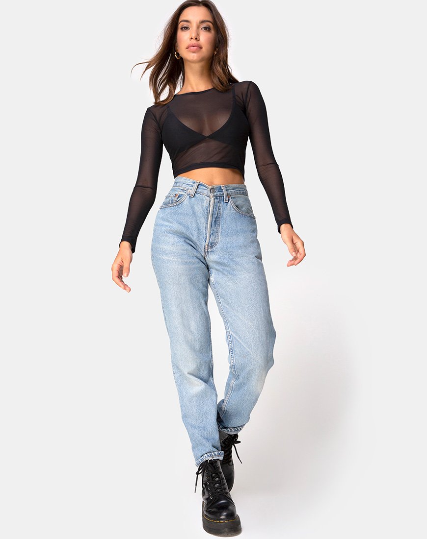 Afbeelding van Bonnie Crop Top in Zwart Net