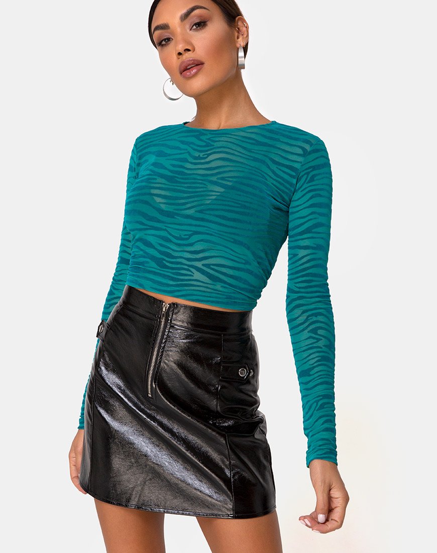 Bonnie Crop Top in Zebra Flock Bosgroen