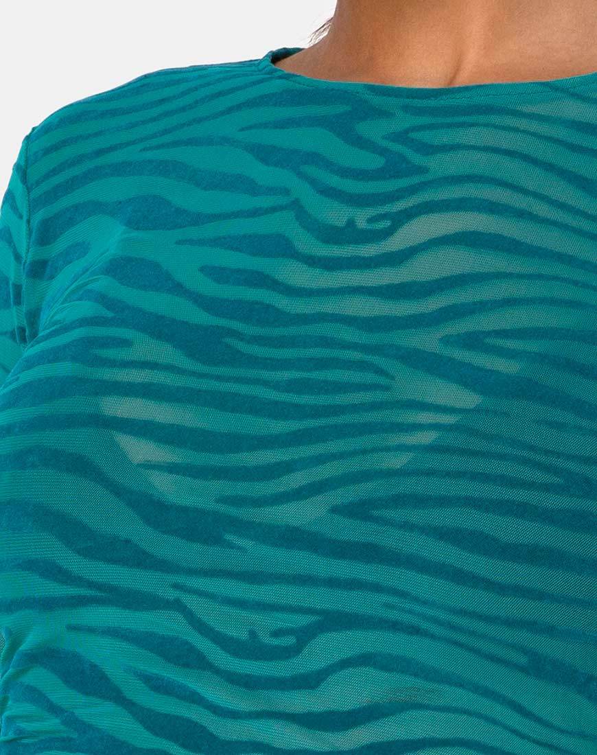 Afbeelding van Bonnie Crop Top in Zebra Flock Bosgroen