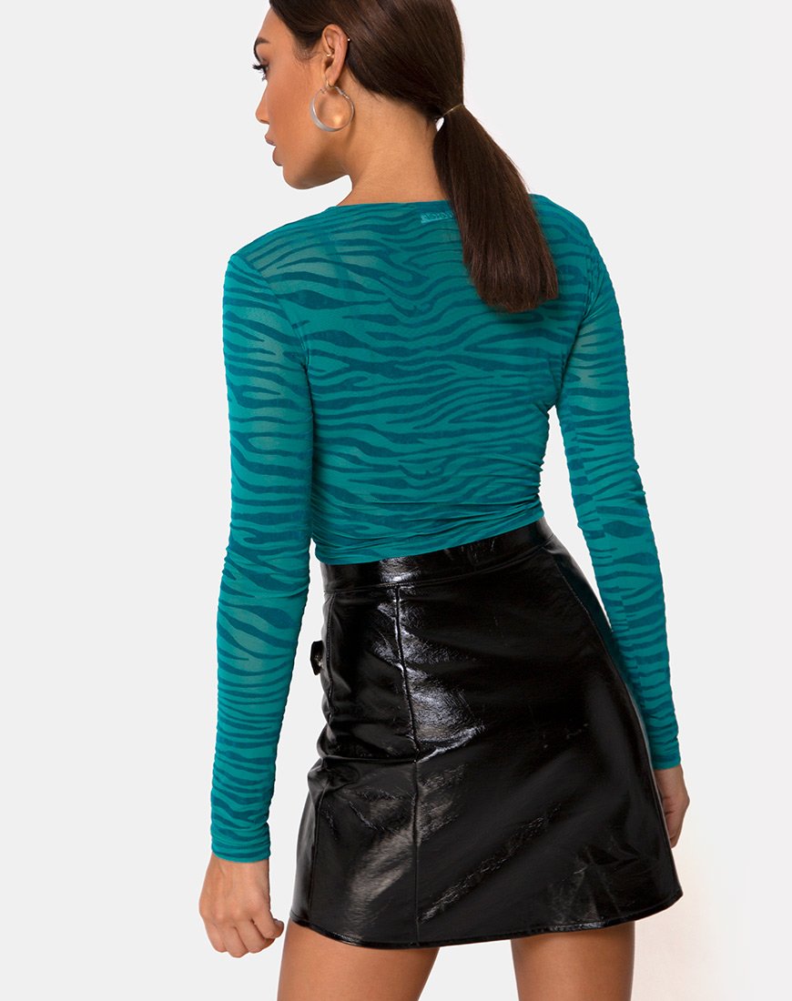 Bonnie Crop Top in Zebra Flock Bosgroen
