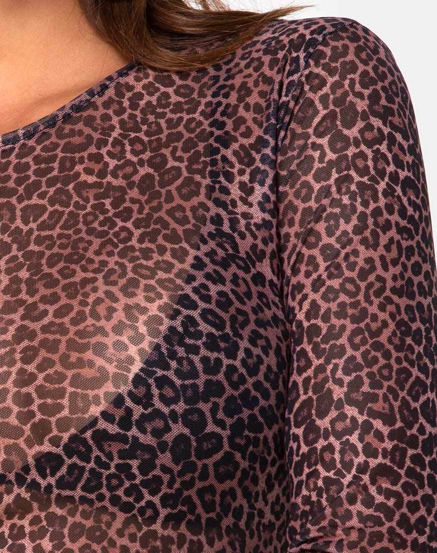 Afbeelding van Bonnie Crop Top in Rar Luipaard Mesh