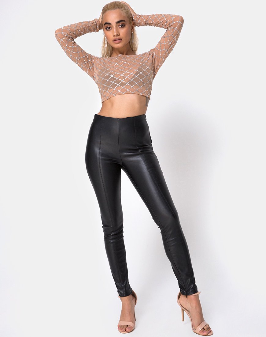 Afbeelding van Bonnie Crop Top in Cross Linked Glitter Net Tan