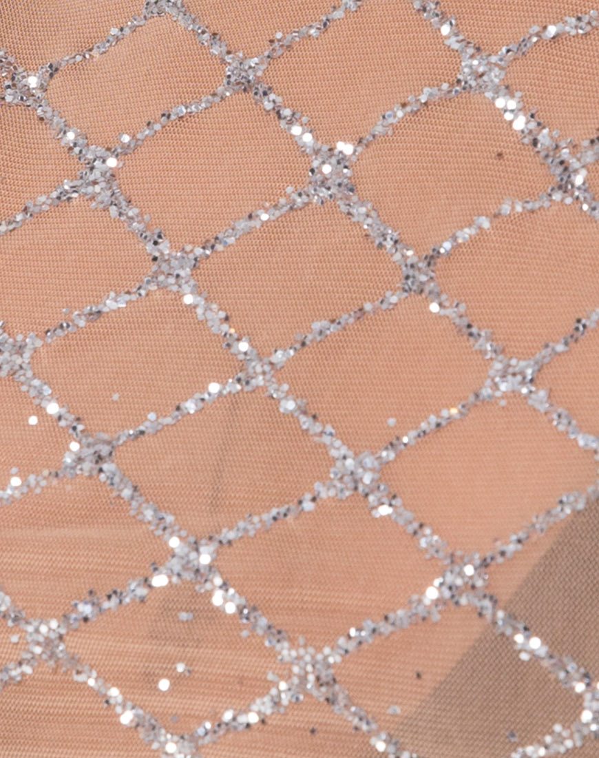 Afbeelding van Bonnie Crop Top in Cross Linked Glitter Net Tan