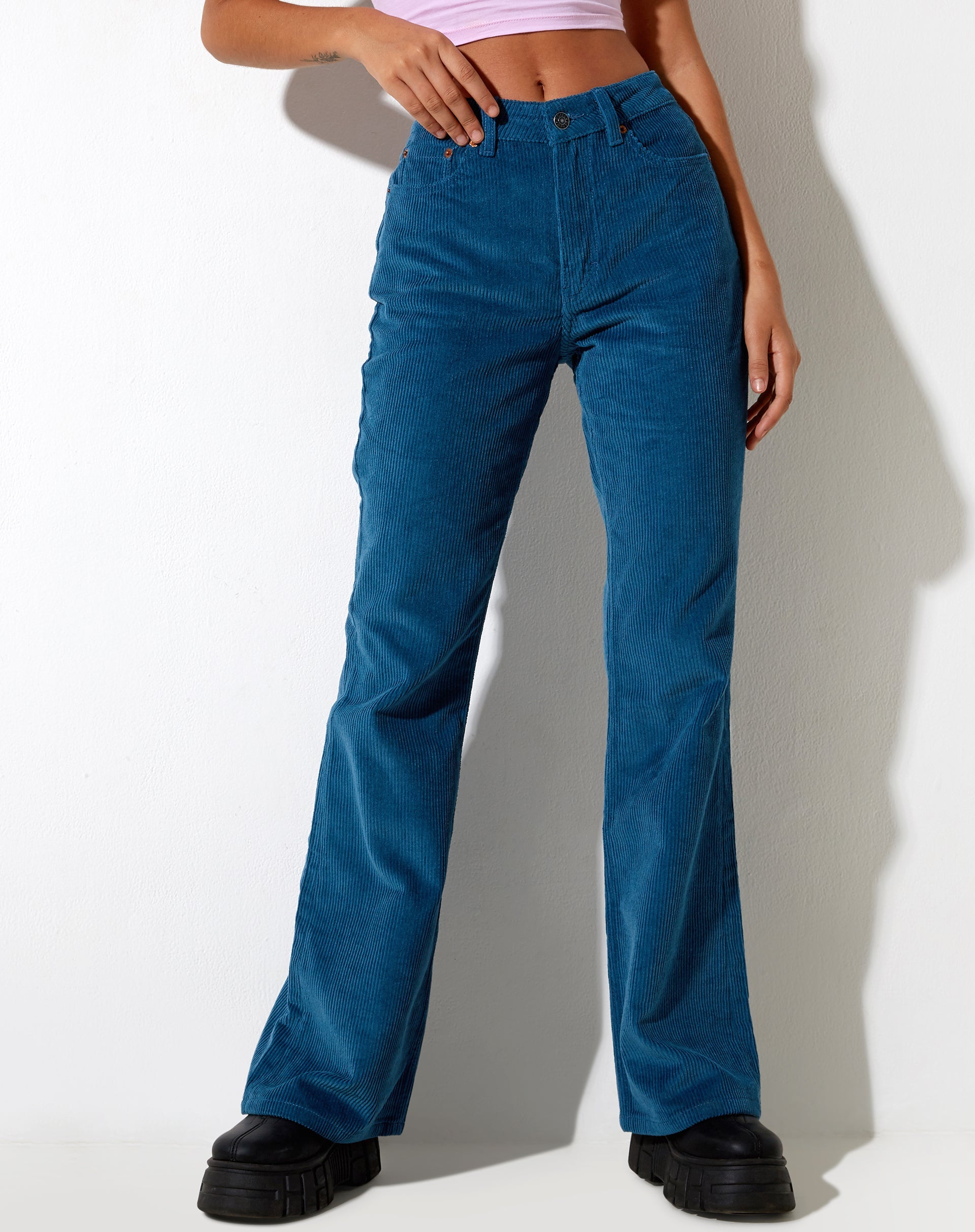 Afbeelding van Bootleg Jeans in Koordblauw