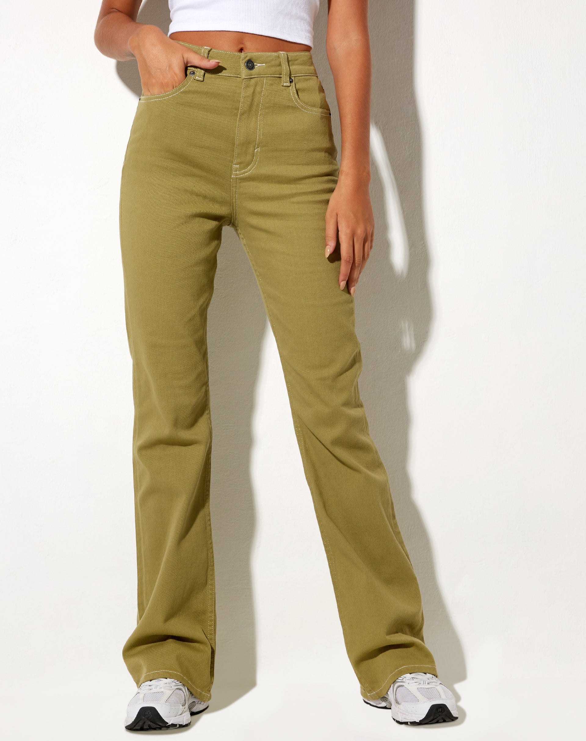Afbeelding van Bootleg Jeans in Green Moss