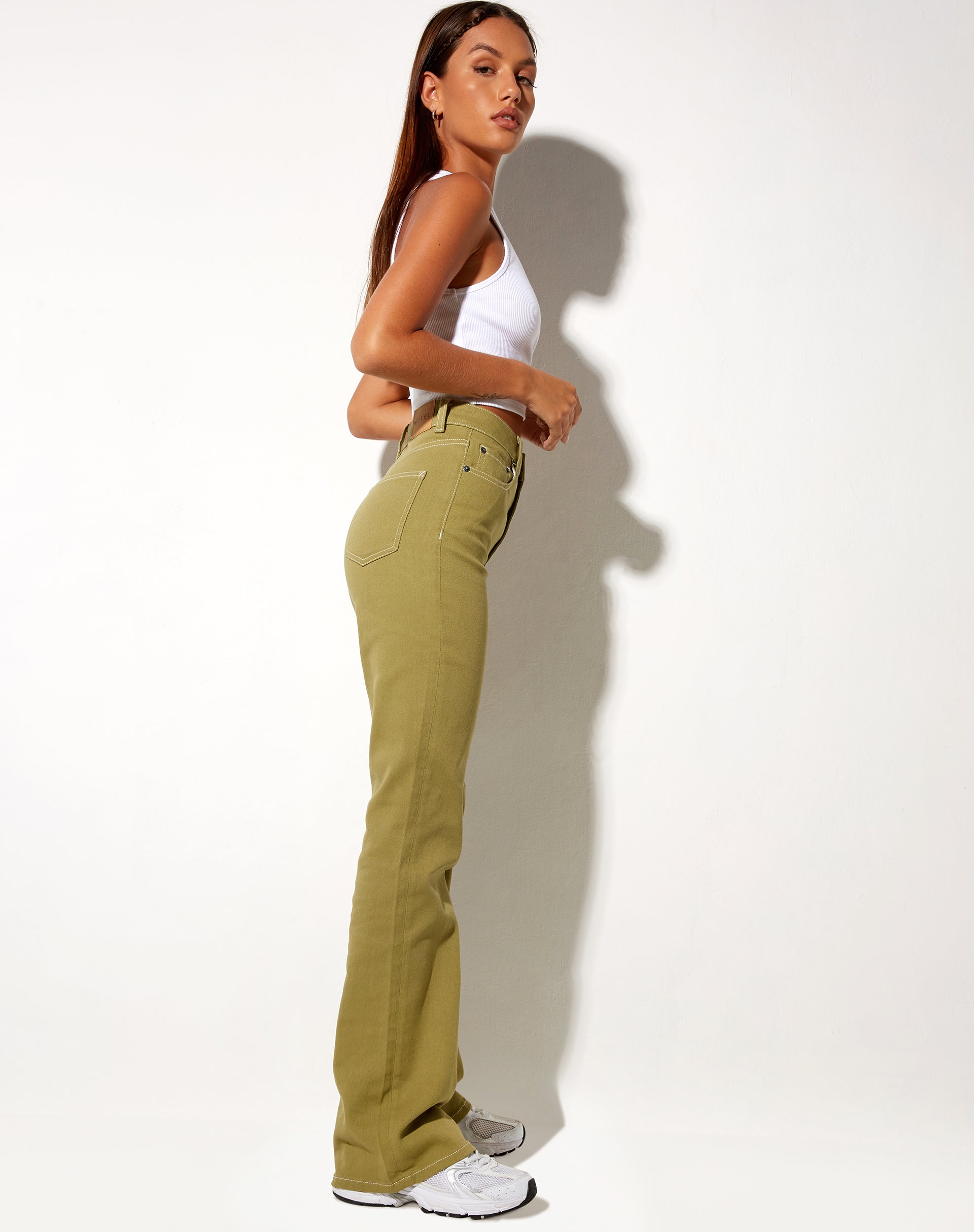 Afbeelding van Bootleg Jeans in Green Moss