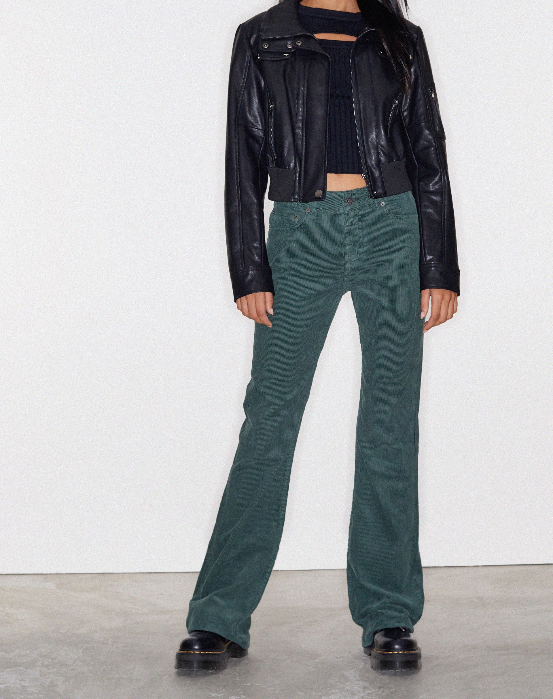 Afbeelding van Bootleg Jeans in Cord Forest Green