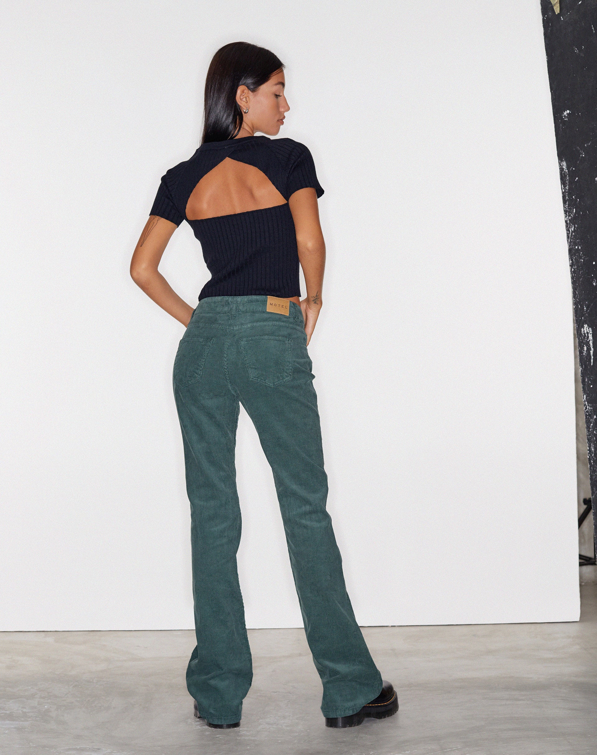 Afbeelding van Bootleg Jeans in Cord Forest Green