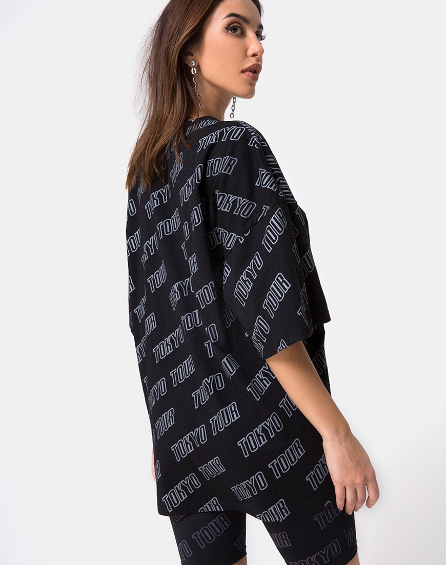 Afbeelding van Botec Oversize T-shirt in Tokio Tour Zwart