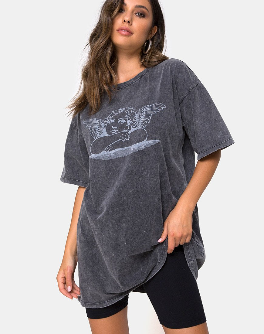 Sunny Kiss T-shirt in Stone Wash met Angelo