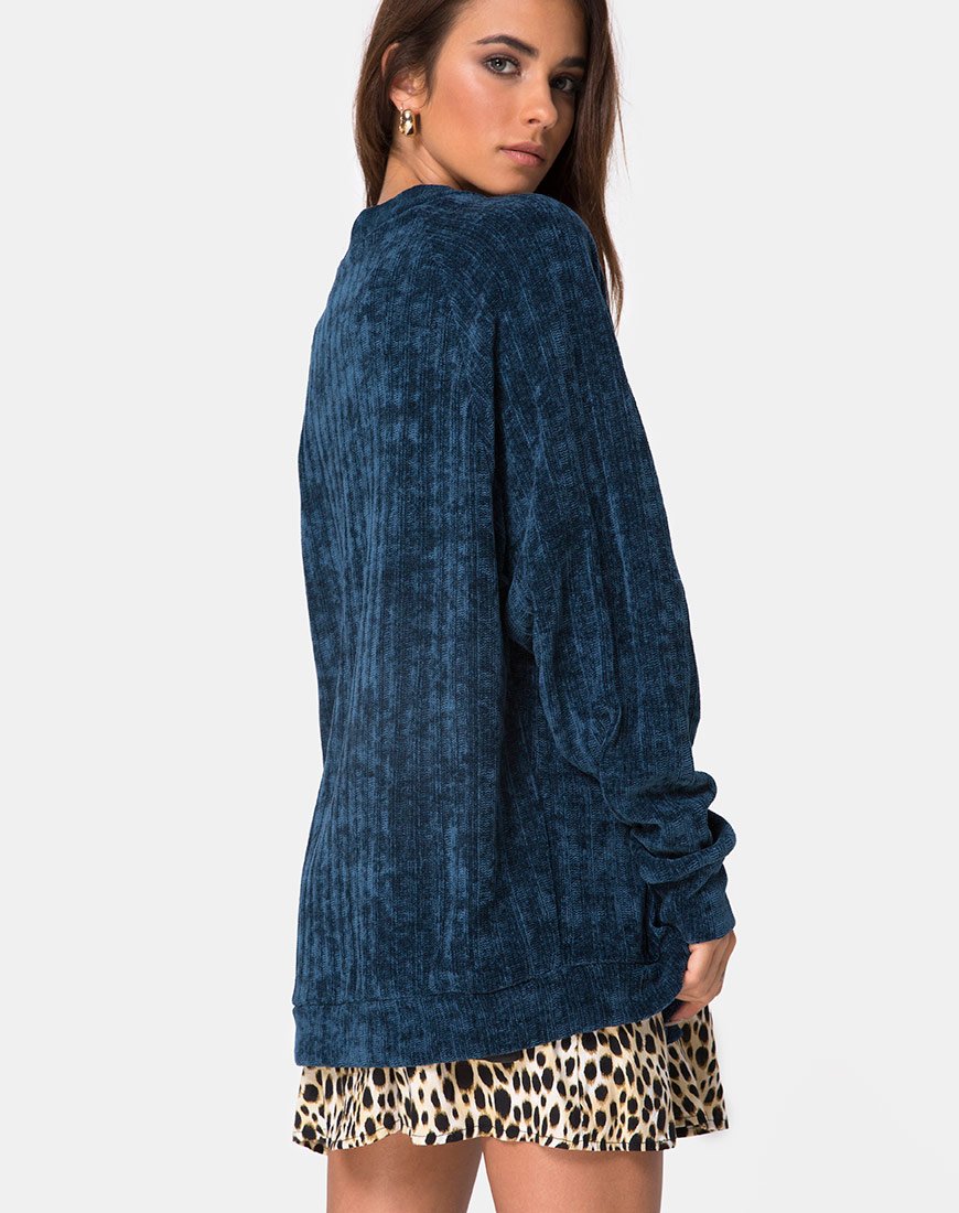 Vriendjesvest in Chenille Blauw