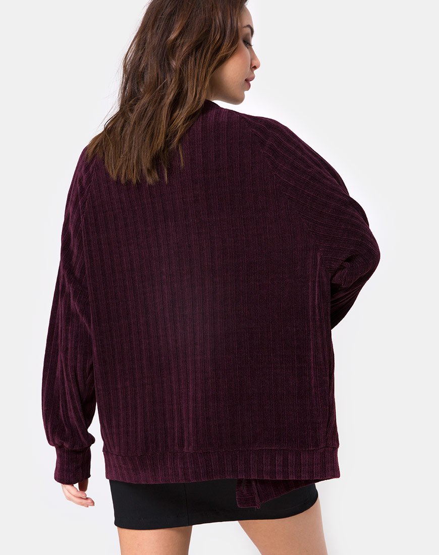 Boyfriend vest in Chenille Plum