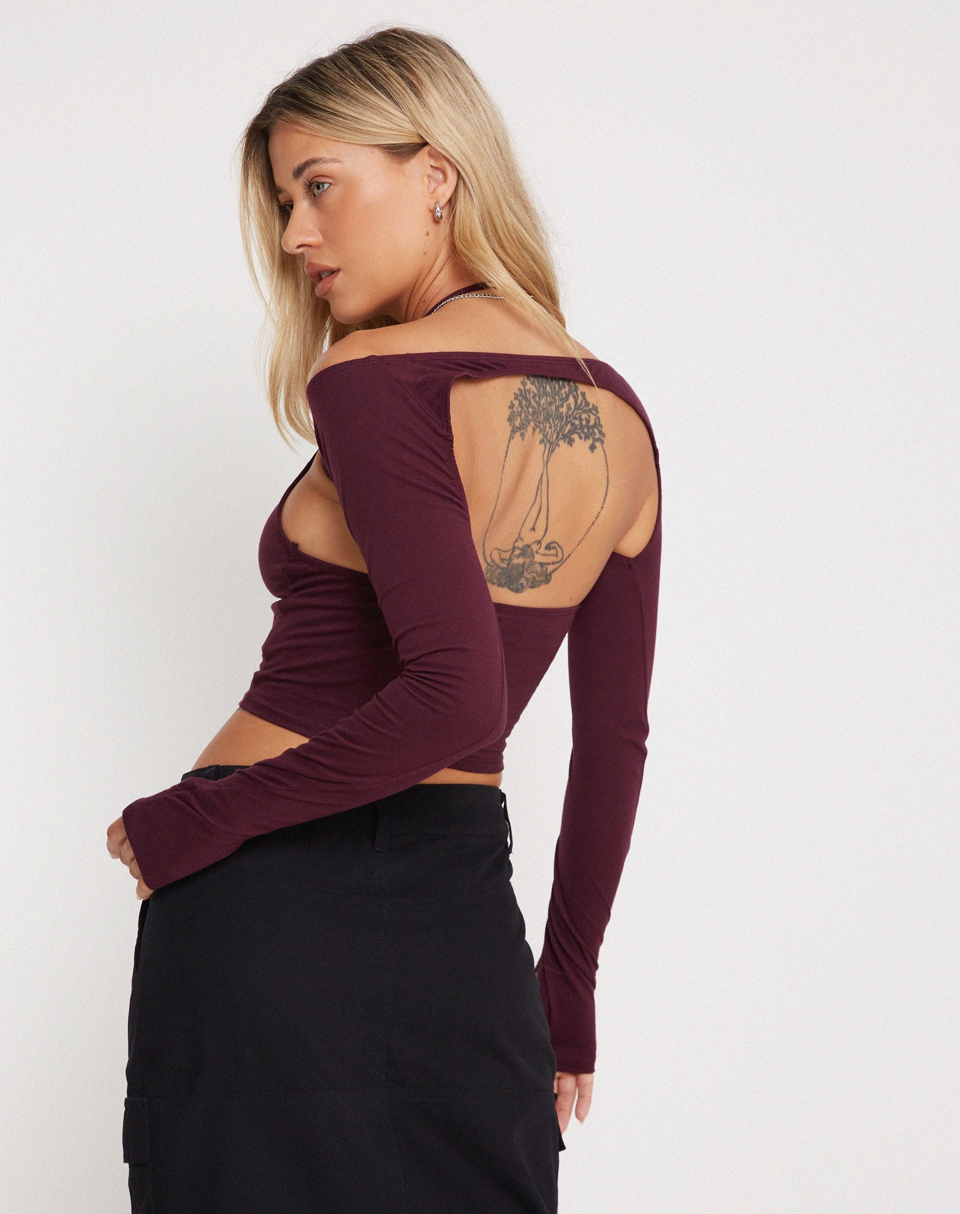 Afbeelding van Brandy Lange Mouw Top in Oxblood