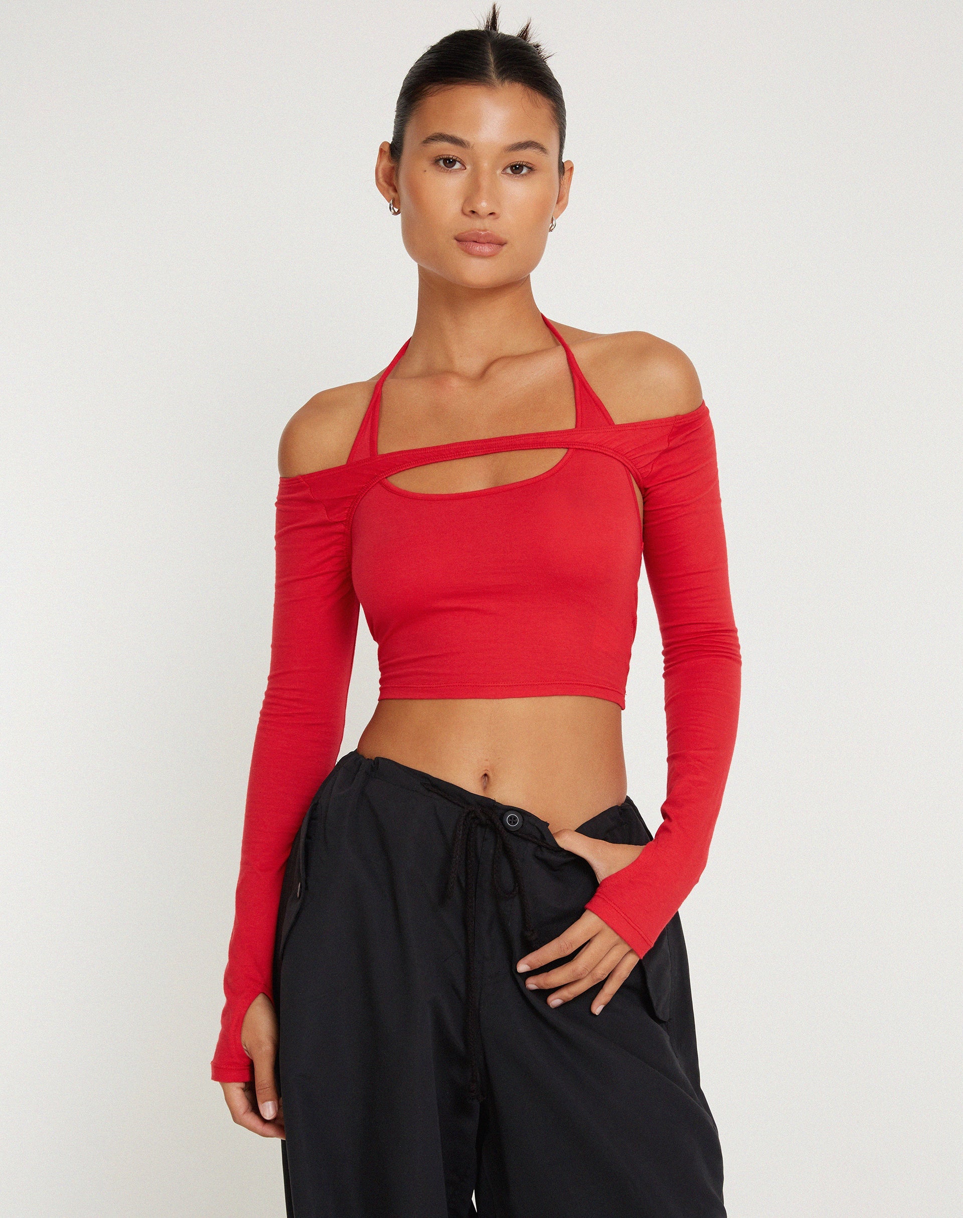 Afbeelding van Brandy Lange Mouw Top in Racing Red
