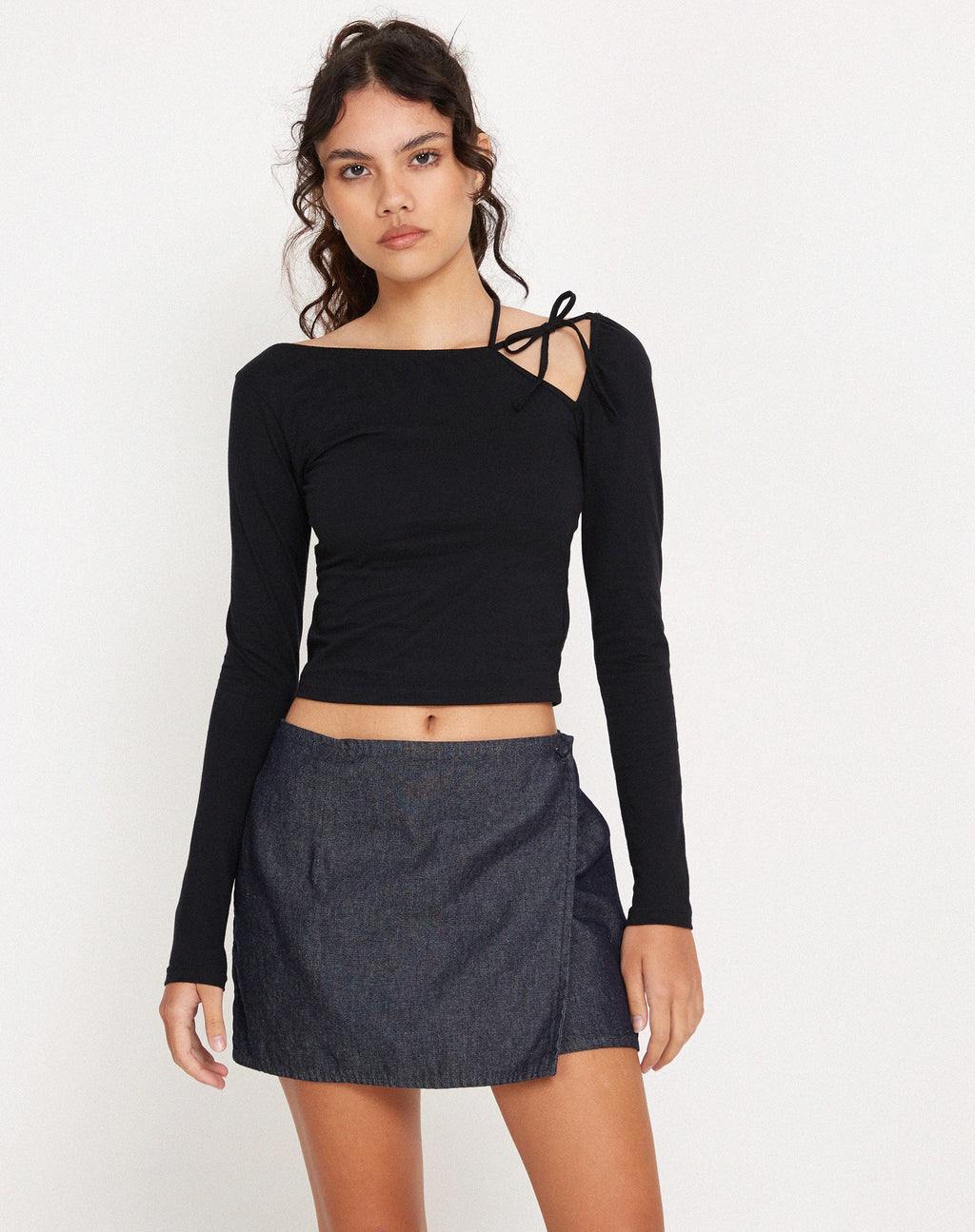 Braya Wrap Mini Rok in Donker Indigo