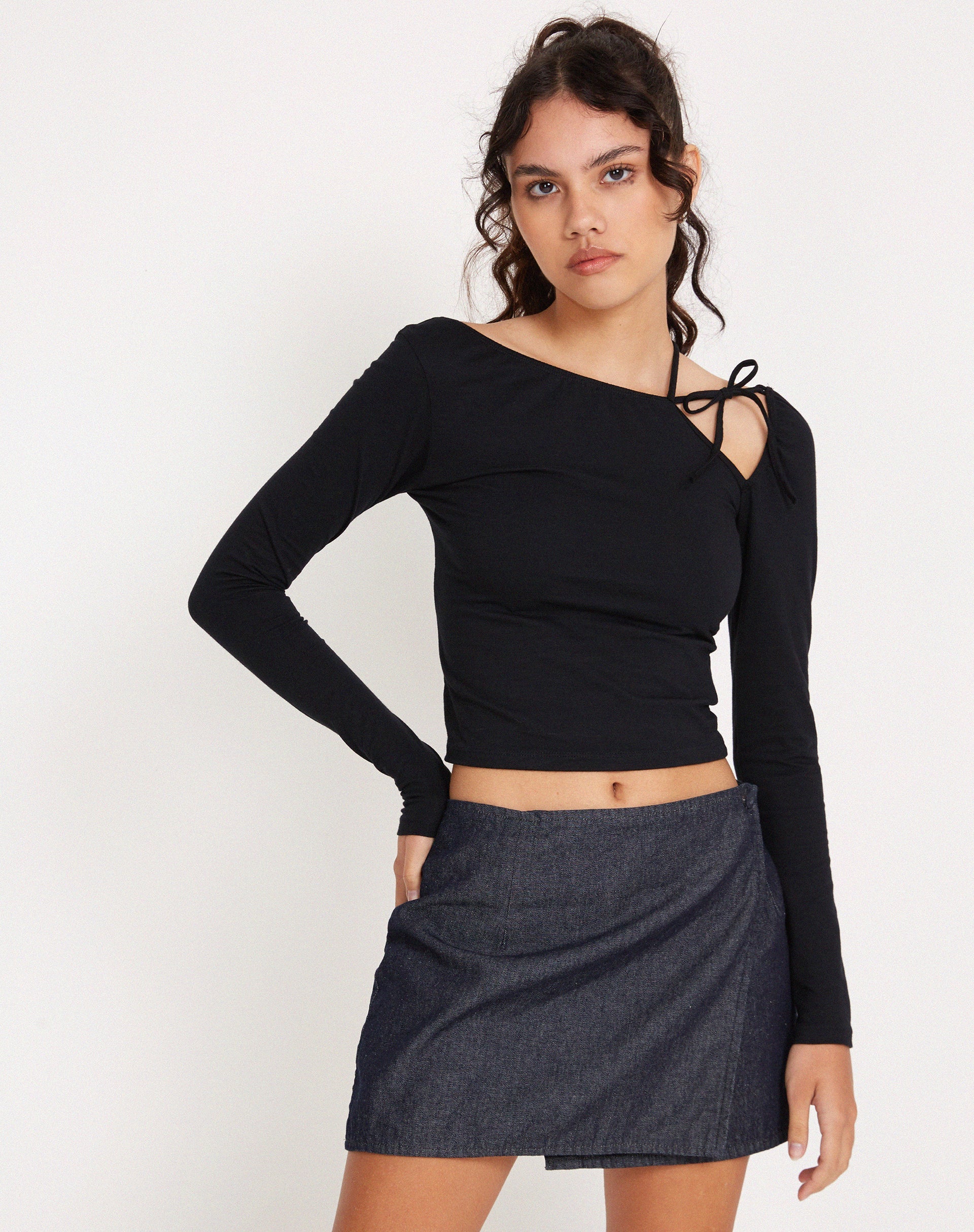 Afbeelding van Braya Wrap Minirok in Donker Indigo