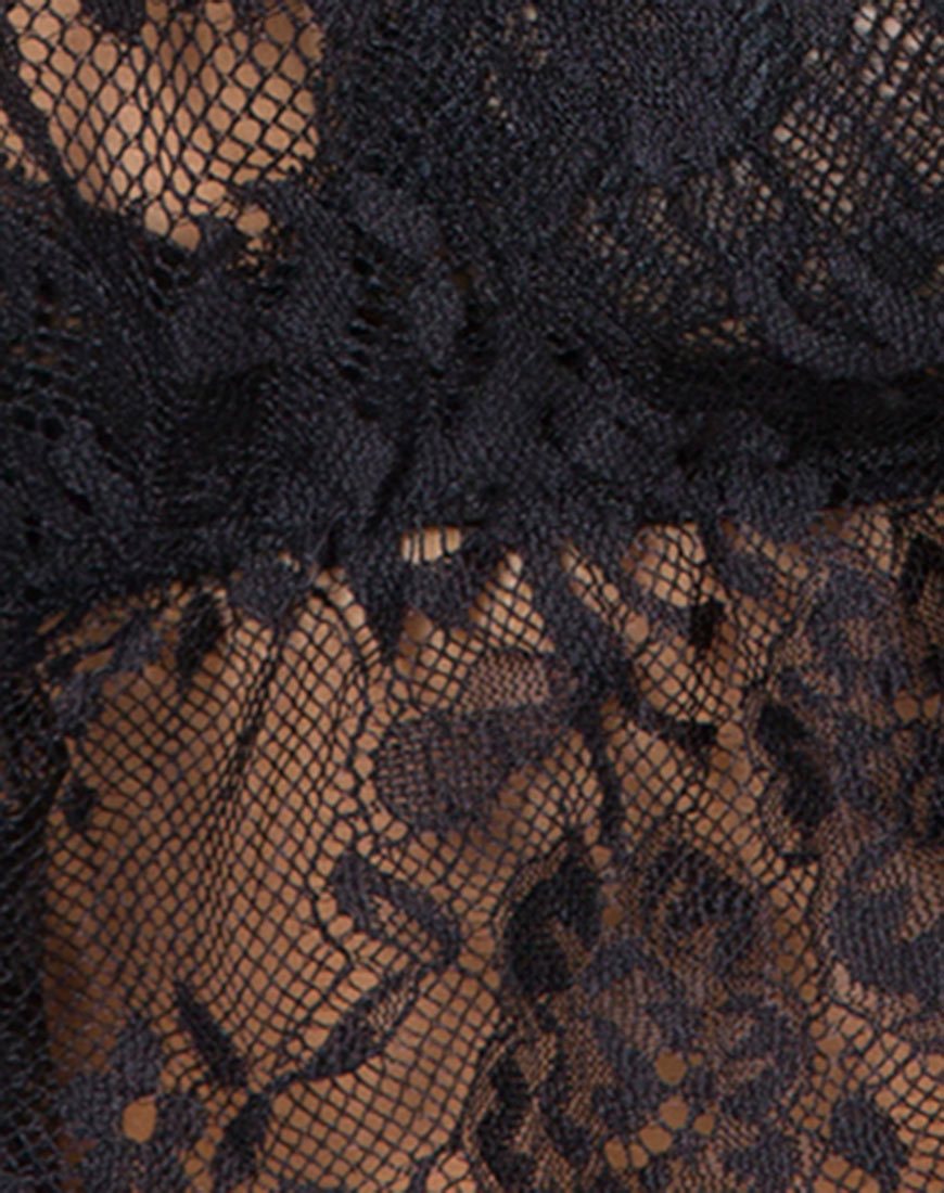 Afbeelding van Stacey Crop Top in Bloemig Wimper Kant Zwart