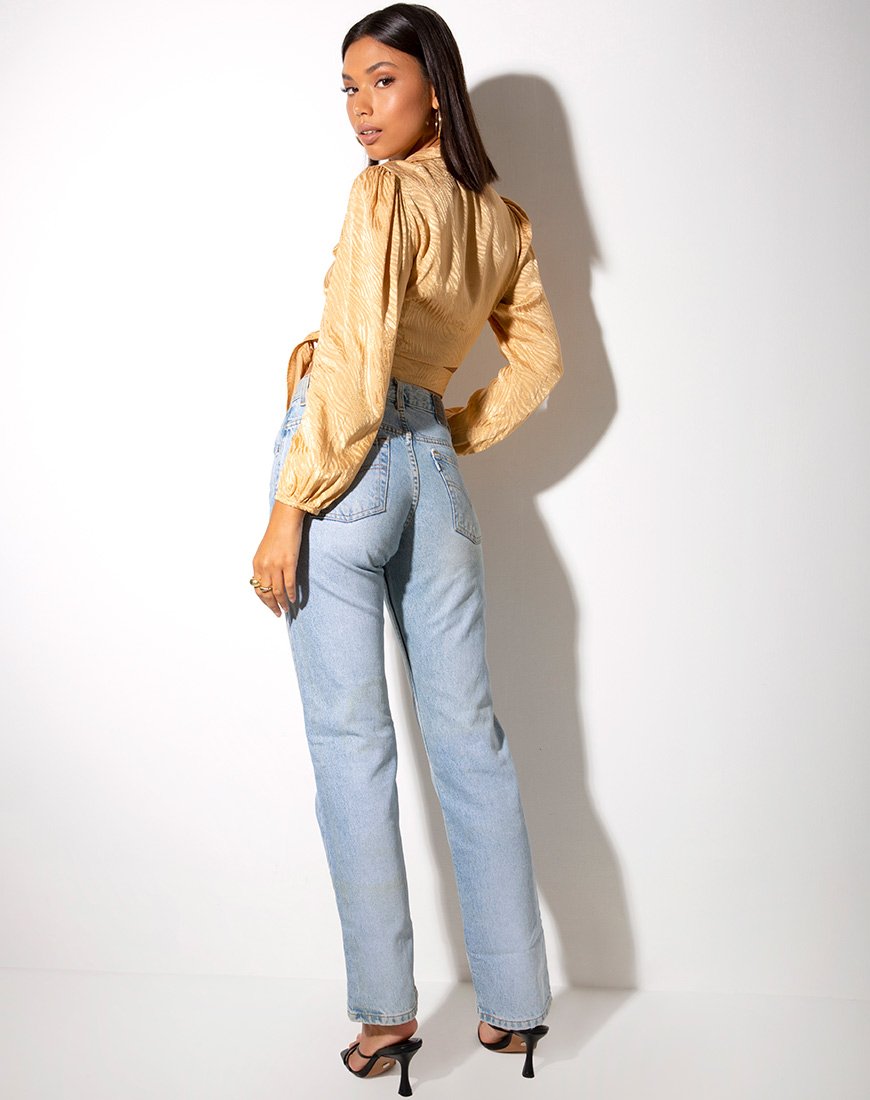 Afbeelding van Briza Crop Top in Satijn Zebra Caramel