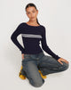 Afbeelding van Buana Lange Mouw Top in Dark Navy