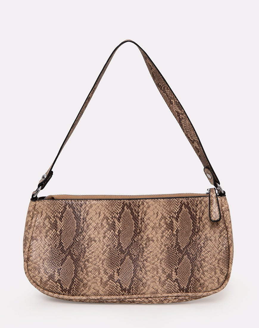 Gigi Schoudertas in Slangen Beige