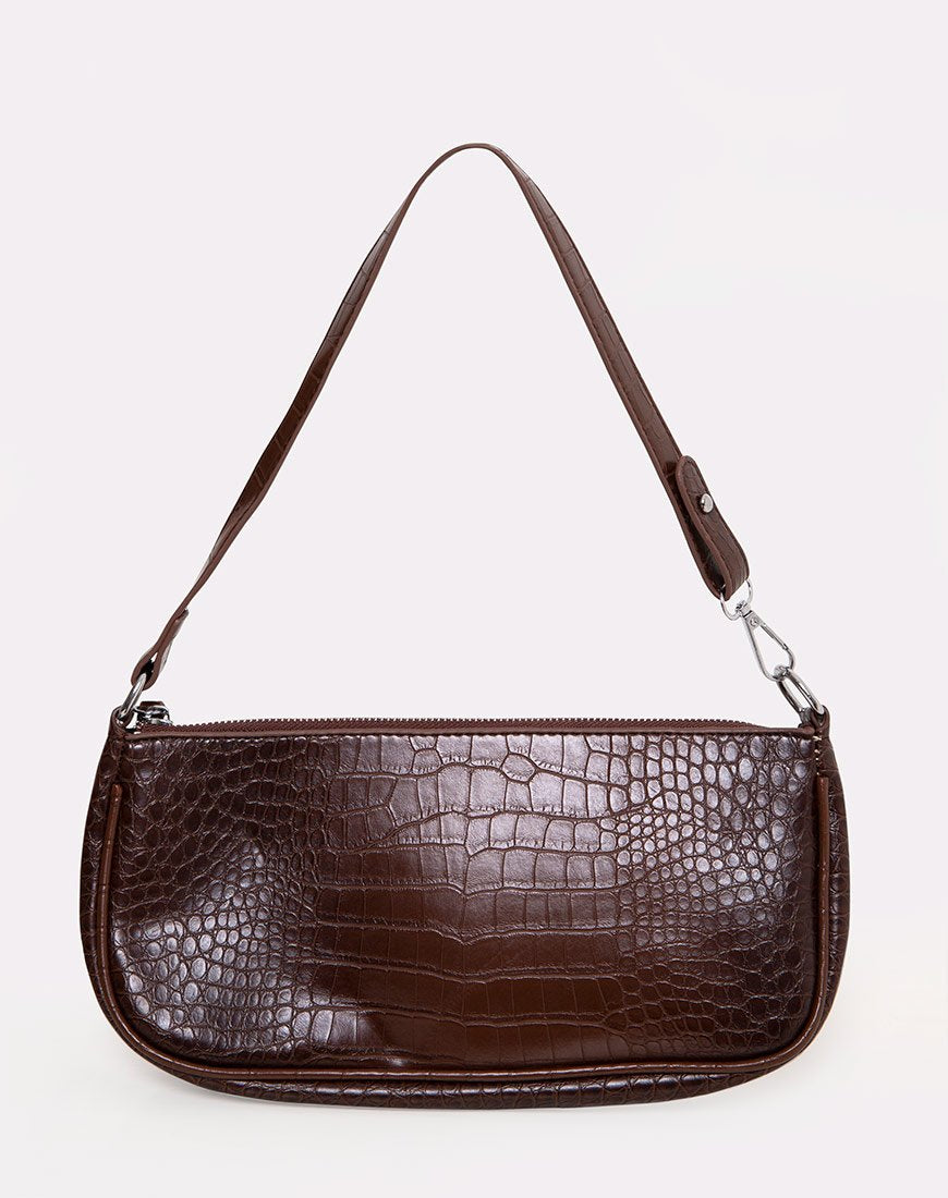 Afbeelding van Gigi Schoudertas in Croc Chocolade