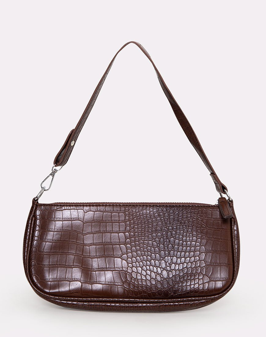 Gigi Schoudertas in Croc Chocolade