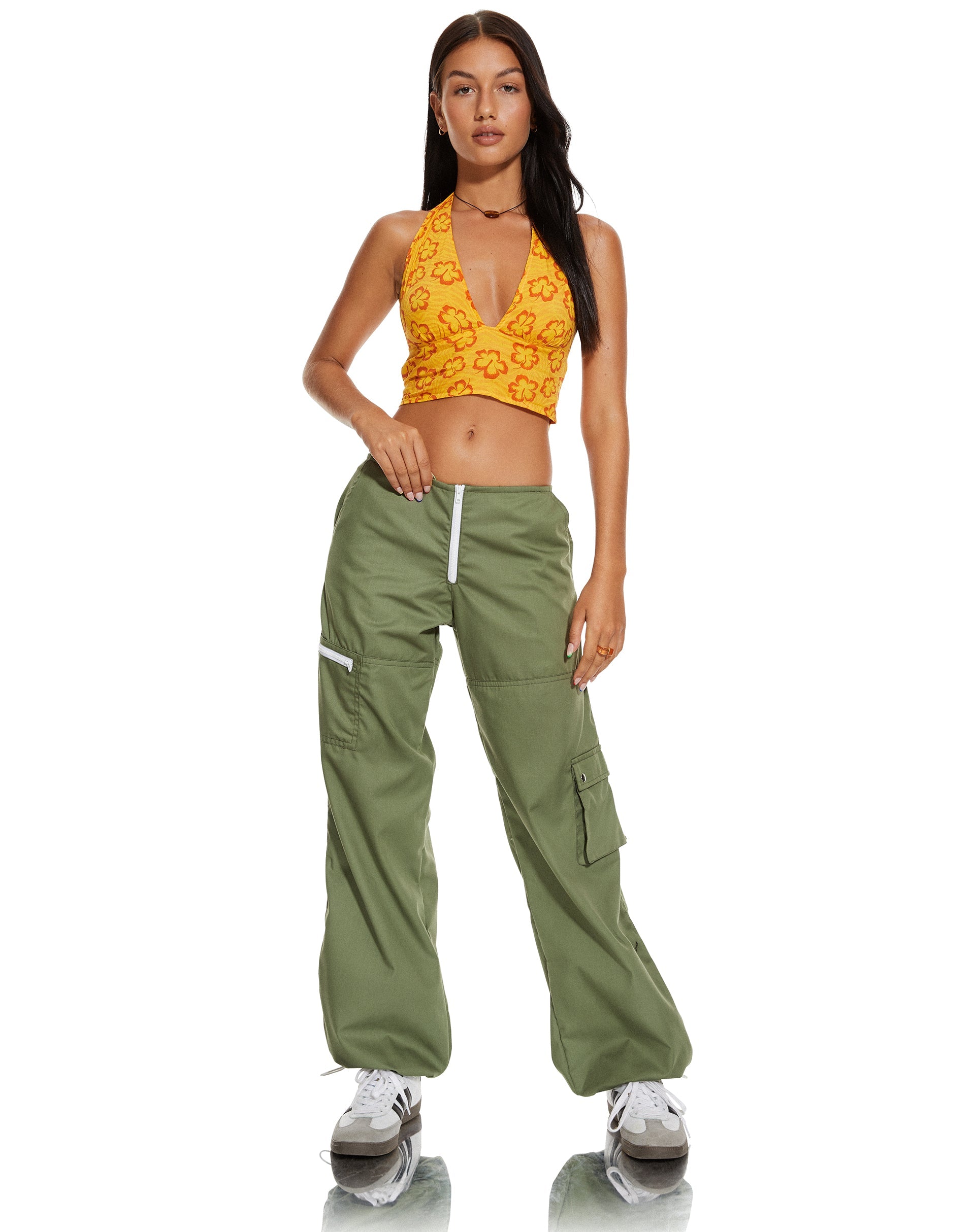 beeld van MOTEL X BARBARA Nanda Crop Top in Hibiscus Zebra Oranje