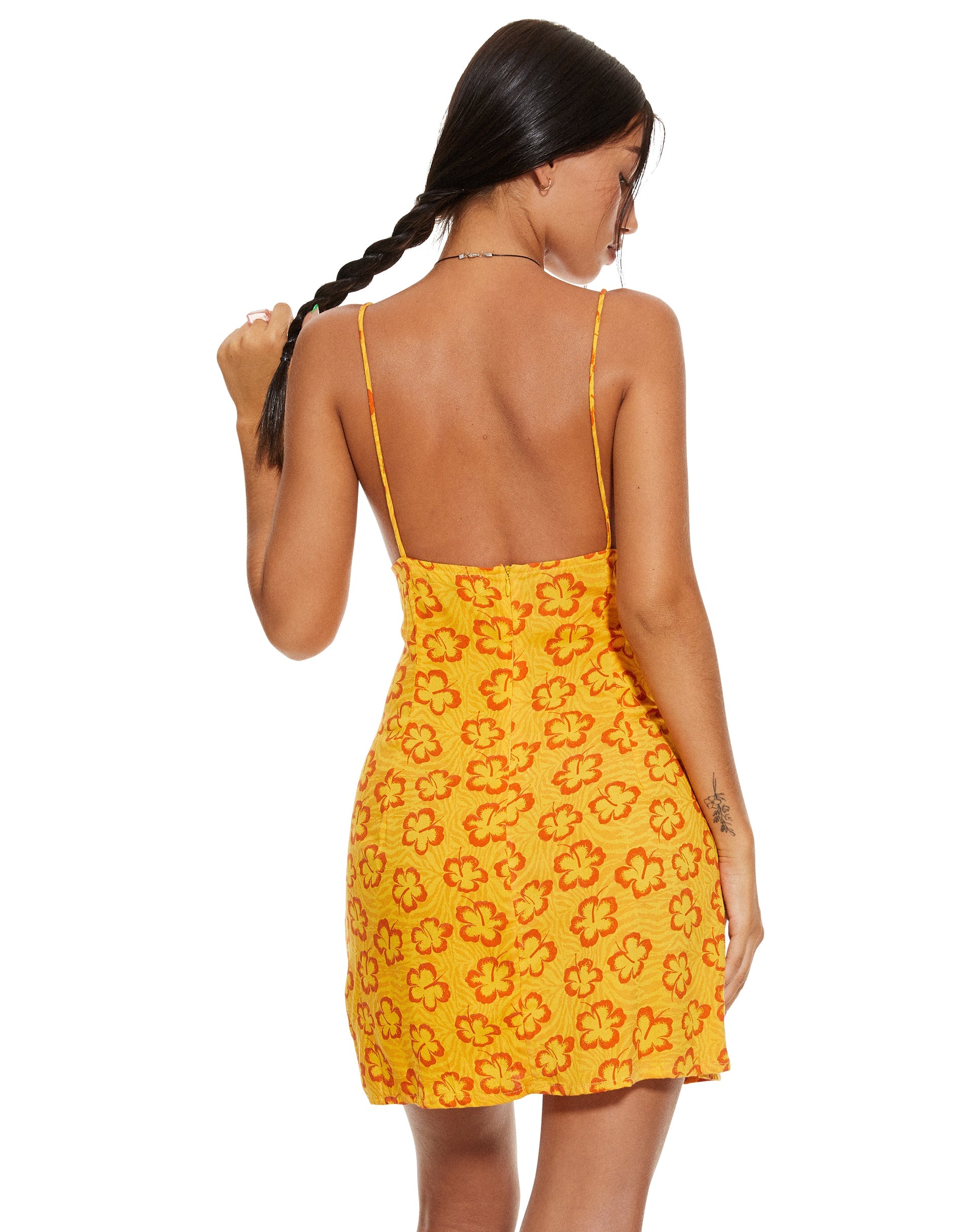 beeld van MOTEL X BARBARA Senor Mini Dress in Hibiscus Zebra Oranje