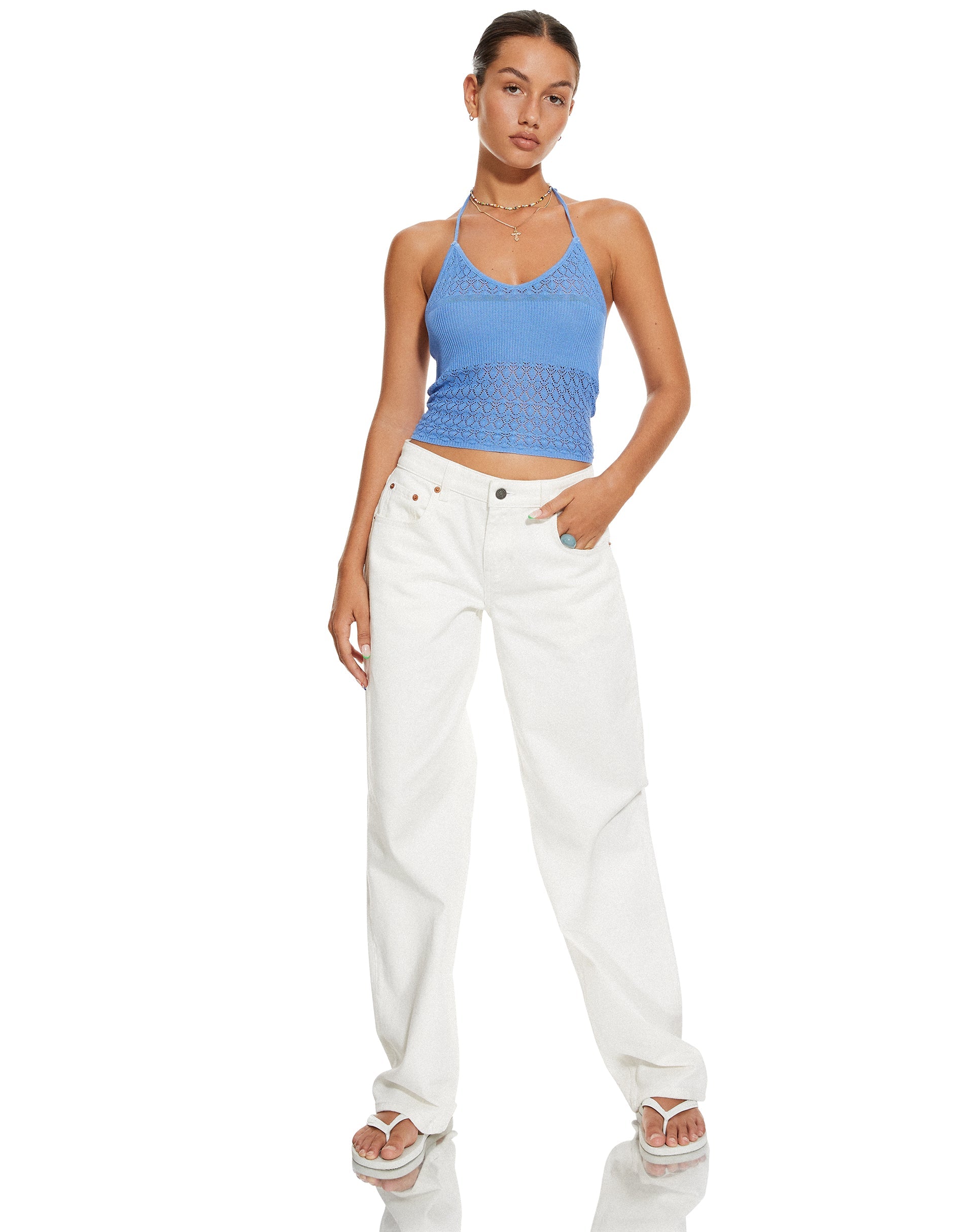 beeld van MOTEL X BARBARA Roe Crop Top in blauw