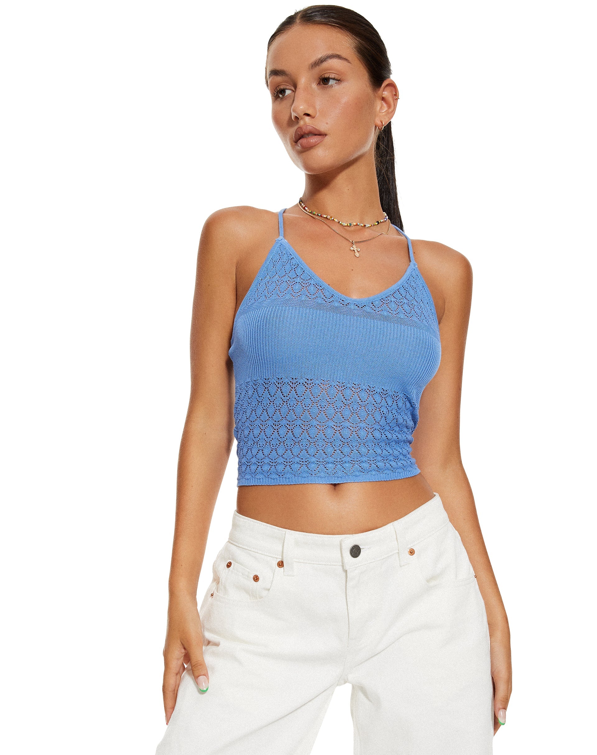 beeld van MOTEL X BARBARA Roe Crop Top in blauw