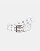 Afbeelding van Dubbele Grommet Riem in Punk Wit PU