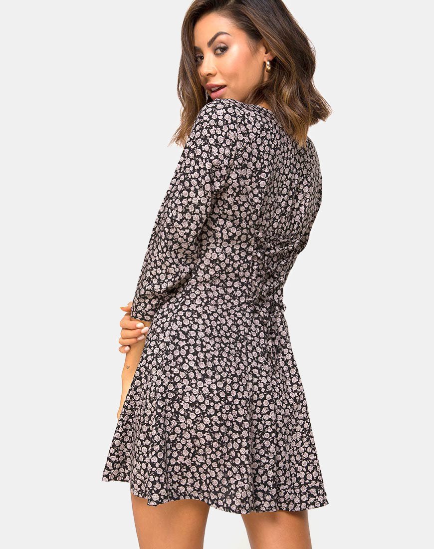 Afbeelding van Camisa Swing Dress in Ditsy Rose Zwart