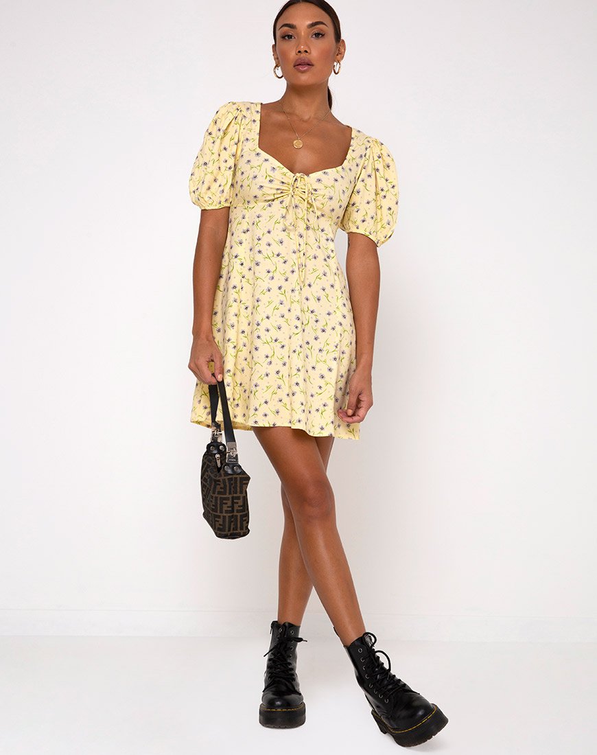 Afbeelding van Carie Jurk in Wilde Bloem Lemon Drop