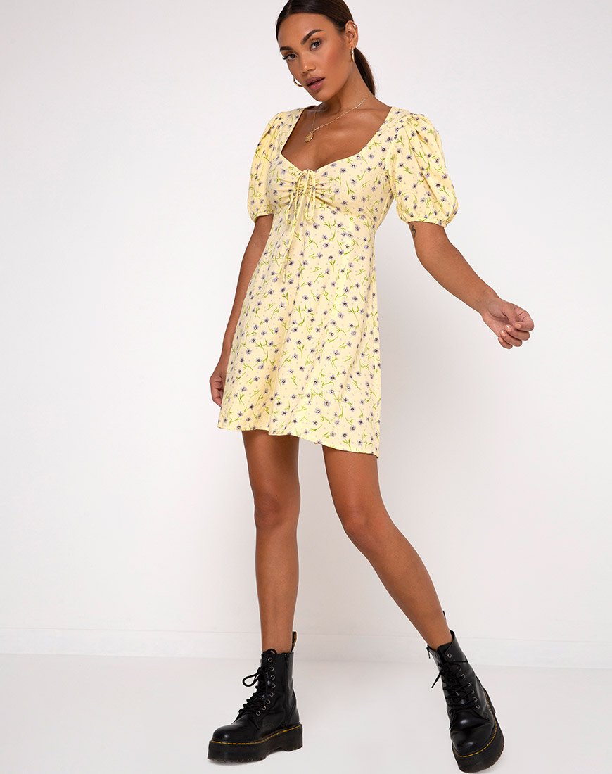 Afbeelding van Carie Jurk in Wilde Bloem Lemon Drop