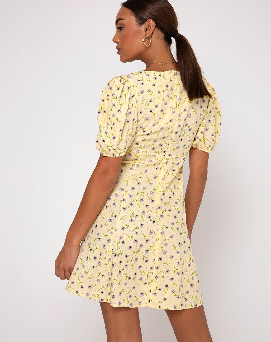 Afbeelding van Carie Jurk in Wilde Bloem Lemon Drop
