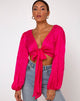 Afbeelding van Carina Crop Top in Satijn Zebra Fuchsia