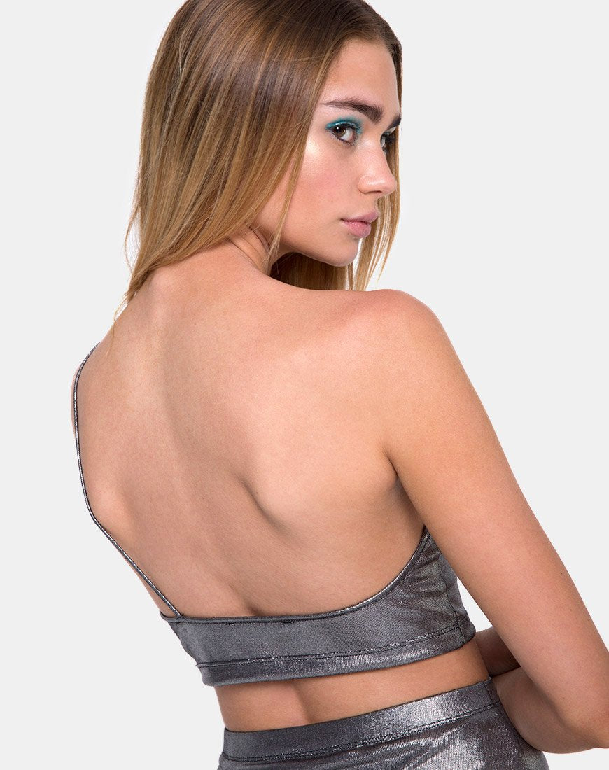 Carina Top in Drape Knit Zilver Metallic