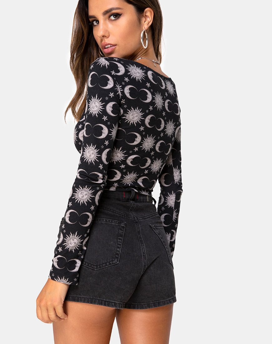 Carla Crop Top in Maanlicht Zwart