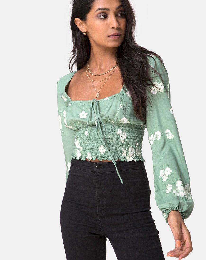 Afbeelding van Carmen Top in Mono Flower Green
