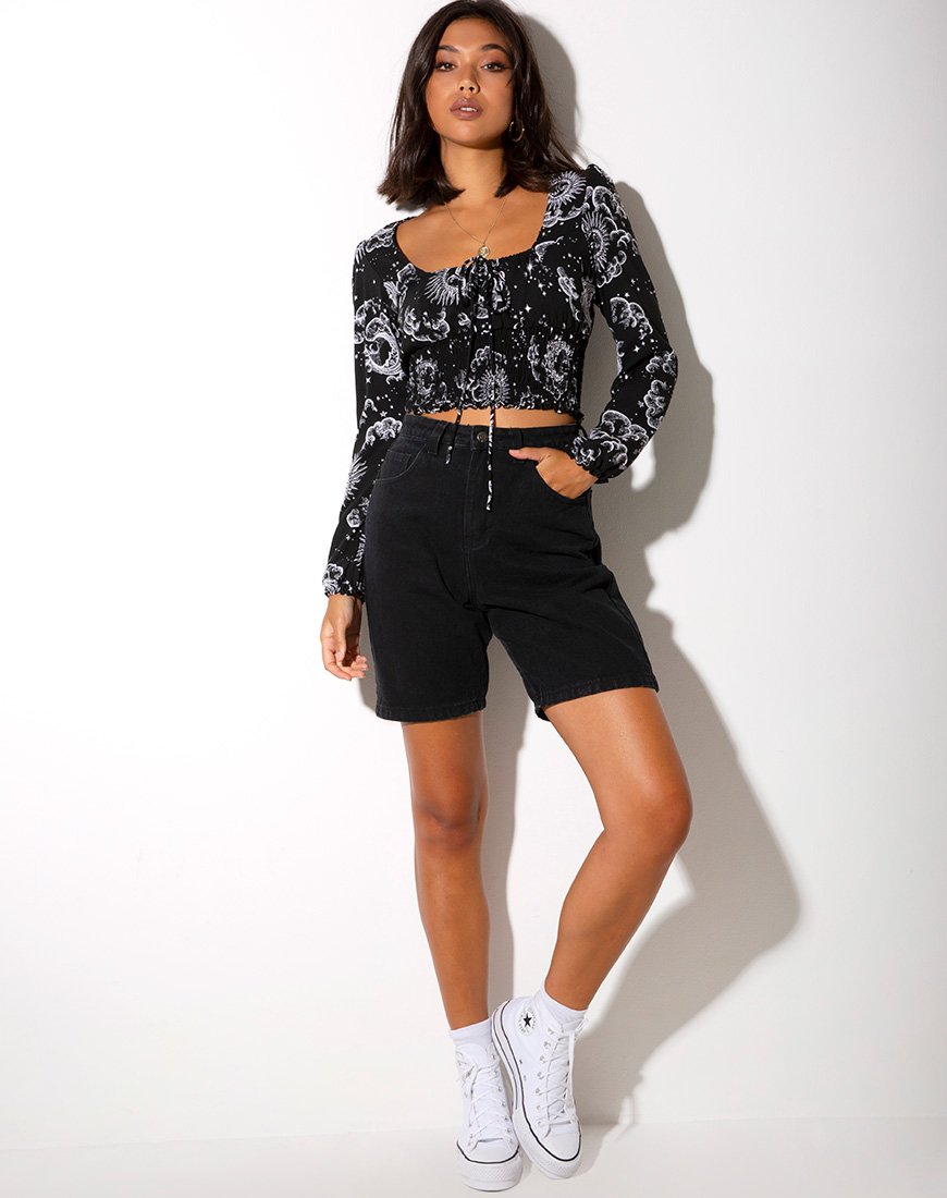 Afbeelding van Carmen Longsleeve Top in Night Sky Zwart