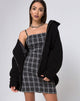 Afbeelding van Cecile Slip Dress in Mono Plaid Zwart