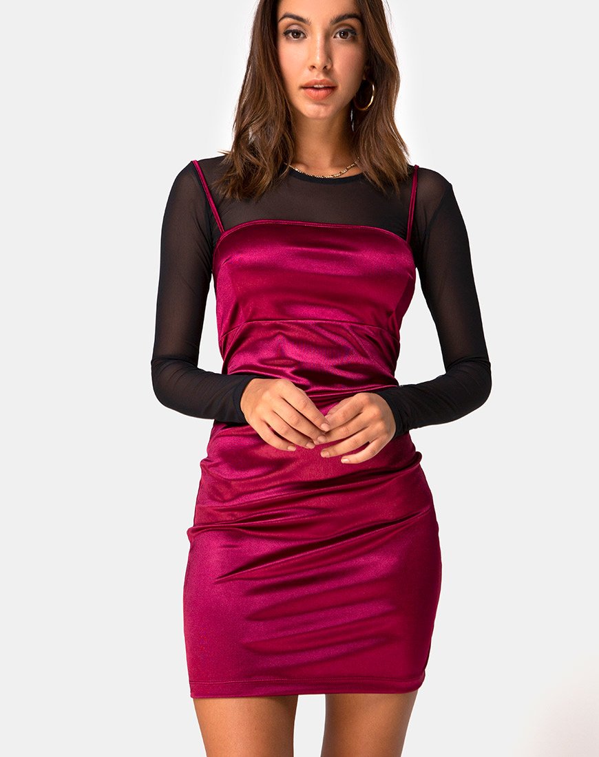 Cecile Slip Jurk in Satijn Bourgondië