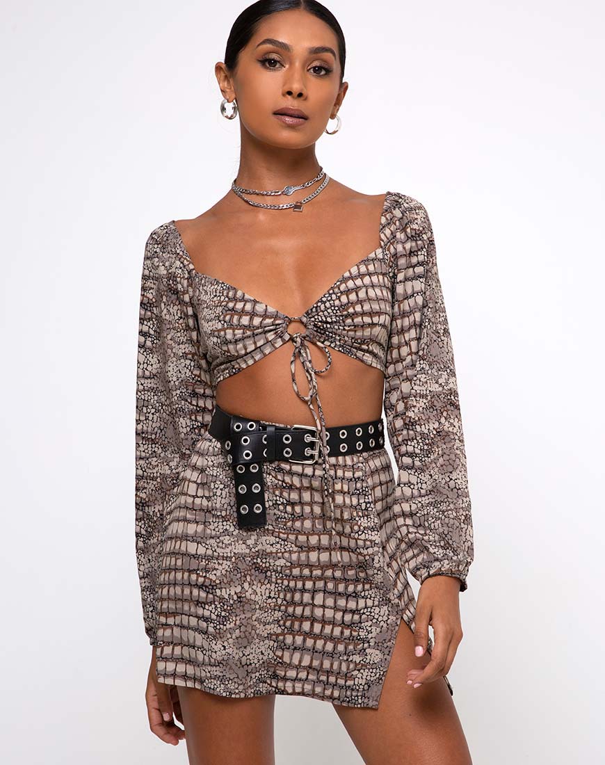 Afbeelding van Celinda Crop Top in Croc Neutral Grey