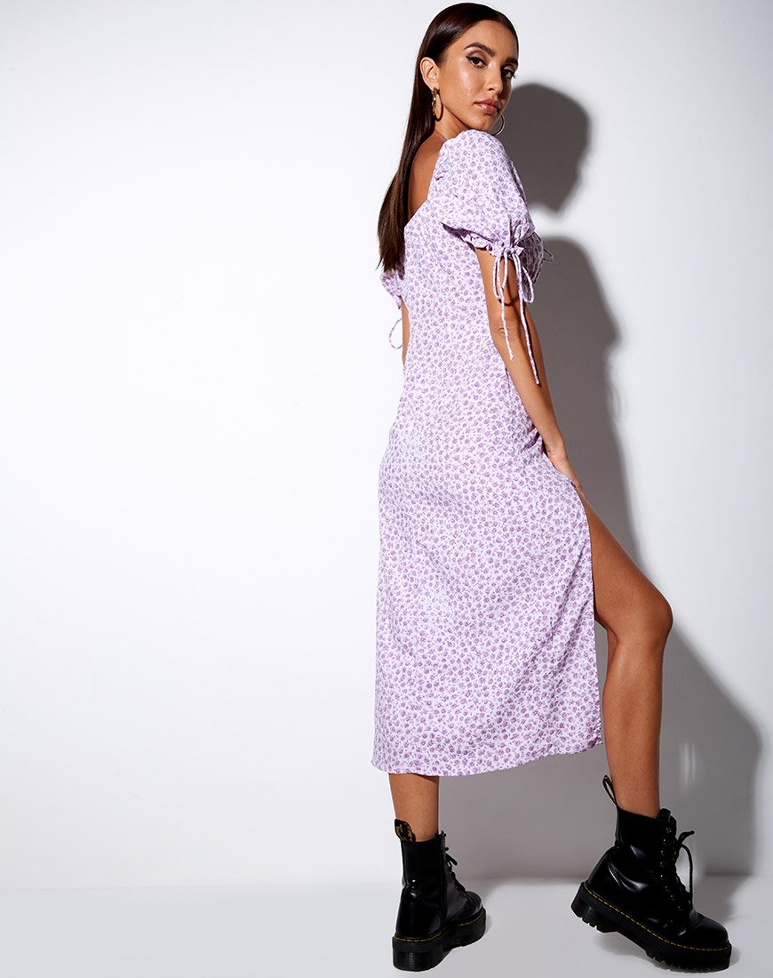 Afbeelding van Cello Midi Dress in Ditsy Rose Lila