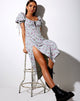 Afbeelding van Cello Midi Dress in Little Petal Dusky Blue