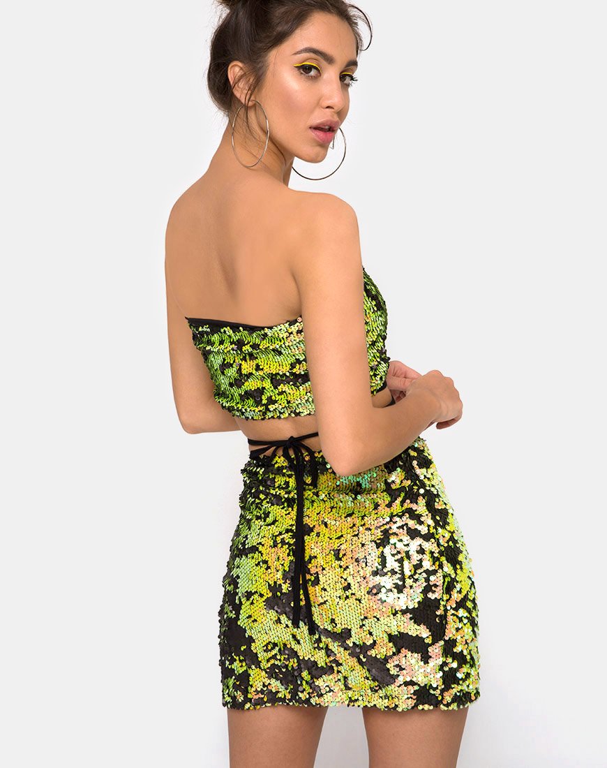 Afbeelding van Cheri Splitrok in Citrus Zwart Pailletten